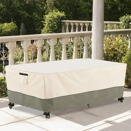 Vista 5 de Bitubi Funda para Mesa de Patio Rectangular/Ovalada de 60 Pulgadas, Funda para Mesa de Comedor Exterior Resistente e Impermeable para Invierno