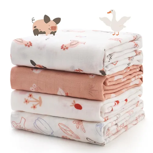 Vista 15 de Momcozy Mantas de muselina para bebé, suaves y sedosas de 47 x 47 pulgadas, mantas transpirables para envolver al recién nacido, para niños y niñas