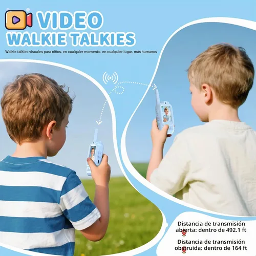 Vista 2 de Walkie Talkies de video para niños de BlueFire – Radios de juguete con pantalla y efectos de voz, emparejamiento uno a uno, largo alcance – Regalos