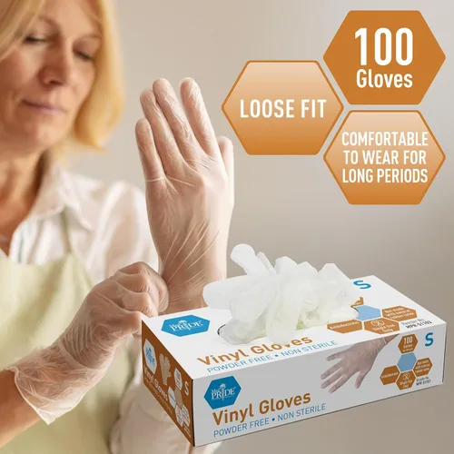 Vista 6 de MedPride - Guantes de vinilo para uso general, sin polvo, pequeños, 100 unidades (paquete de 1)