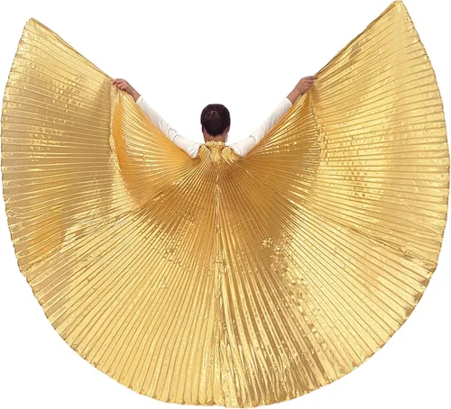 Vista 13 de Wuchieal Disfraz de danza del vientre de 2 palos y coak de ángel para mujer 0#amarillo-rojo-azul