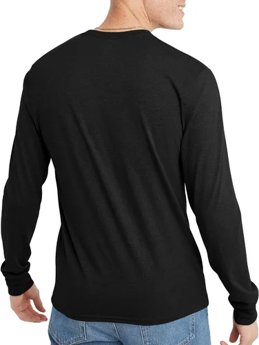 Vista 2 de Hanes Camiseta de manga larga Originals para hombre, ligera de triple mezcla, disponible en tallas altas
