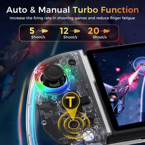 Vista 5 de IINE Switch Handheld Controller, No Drifting One-Piece Joypad Controller with Hall Effect Joystick, Switch Controller Compatible with Nintendo