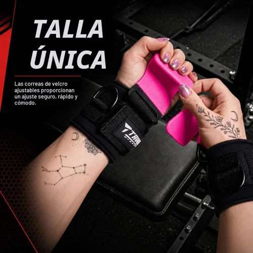 Vista 3 de Ganchos de levantamiento de pesas con anillo en D, ganchos de gimnasio para Pink
