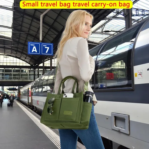 Vista 8 de Bolso de mano para mujer con compartimentos, bolso grande de lona para mujer, bolso cruzado de trabajo, portátil, bolsa de libros, bolsos de hombro
