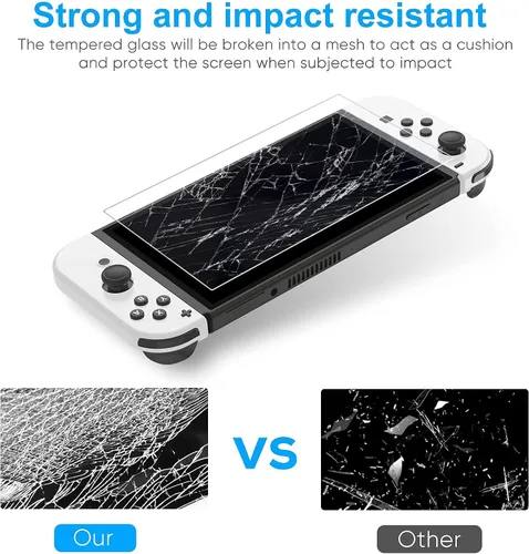 Vista 5 de YUANHOT Paquete de accesorios compatible con Switch OLED que incluye bolsa de transporte, funda protectora, protector de pantalla de vidrio