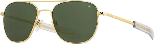 Vista 3 de AO Original Pilot Sunglasses - Gold - Calobar Green SkyMaster Glass Lenses - Bayonet Temple - Polarized - 52-20-140