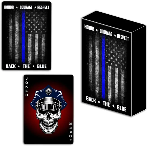 Vista 15 de Military Gift Shop Cartas de jugar con bandera estadounidense azul - Gráficos patrióticos - Calidad premium - Regalos para veteranos para hombres