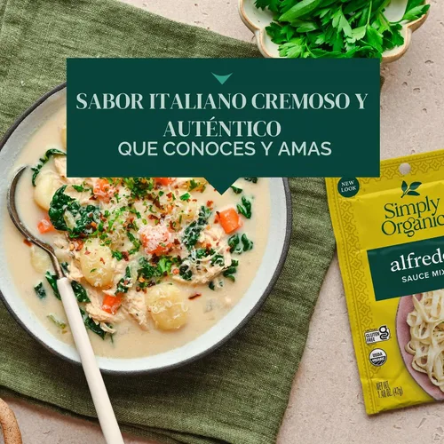 Vista 8 de Simply Organic, Mezcla para salsa de pasta, Alfredo, 1.48 oz
