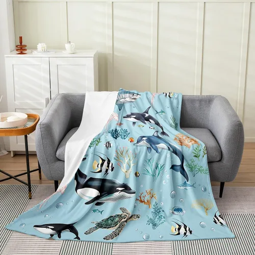 Vista 23 de jejeloiu Cute Mushroom Decor Plush Throw Blanket, For Kids Boys Girls 40"x50" Botanical Plants All Season,Bed Blanket Cartoon Mushrooms Flannel