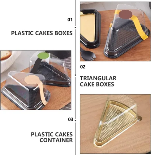 Vista 4 de Abaodam Cajas triangulares para rebanadas de pastel de 5.5 pulgadas, transparentes, reutilizables, con tapas, para pasteles de queso, mousse