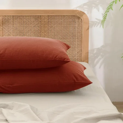 Vista 29 de BESTOUCH 100% Algodón Lavado Funda de Almohada para Cabello y Piel, Sensación de Lino, Suave, Cómoda, Transpirable, Juego de 2 Fundas de Almohada