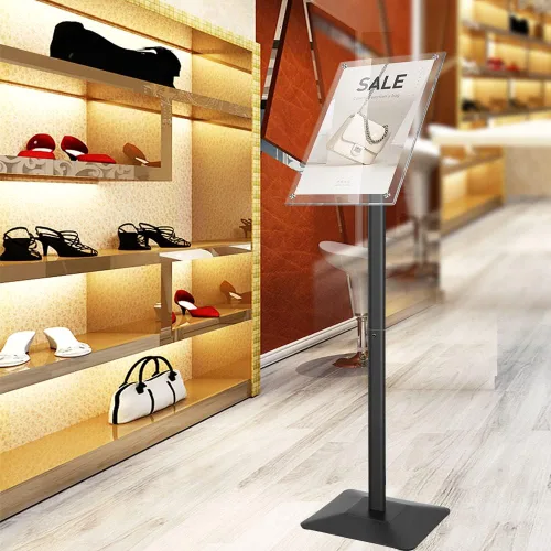 Vista 9 de DISPLAYSWORKER Soporte de pie ajustable de servicio pesado para letreros de pedestal, soporte de letrero acrílico soporte de póster, Base de Piso