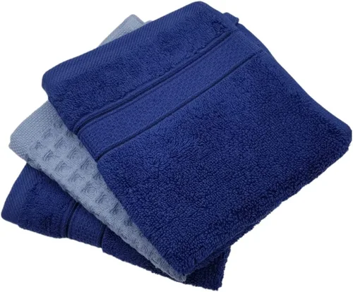 Vista 2 de Toallas de cocina turcas Paquete de 3 (2 toallas pequeñas de rizo + 1 mini toalla de gofre), 12 x 12 pulgadas, toallas de mano para baño, toallas