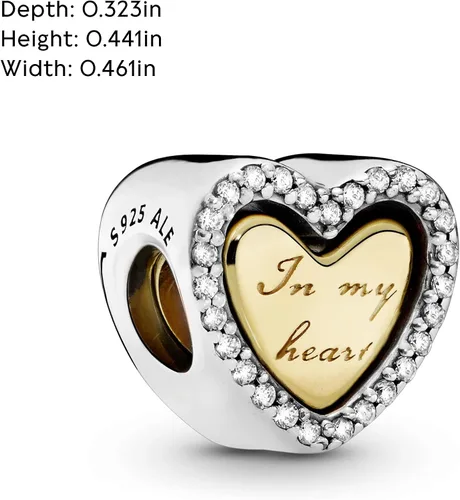 Vista 5 de PANDORA Jewelry In My Heart - Dije de circonita cúbica con corazón dividido en plata de ley y brillo, Metal, Circonita Cúbica