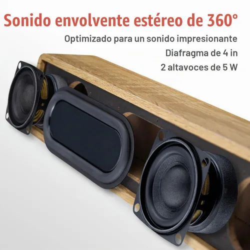 Vista 3 de MICA - Altavoces para computadora, barra de sonido vintage con cable, mini barra de sonido de madera retro, altavoces de PC alimentados por USB