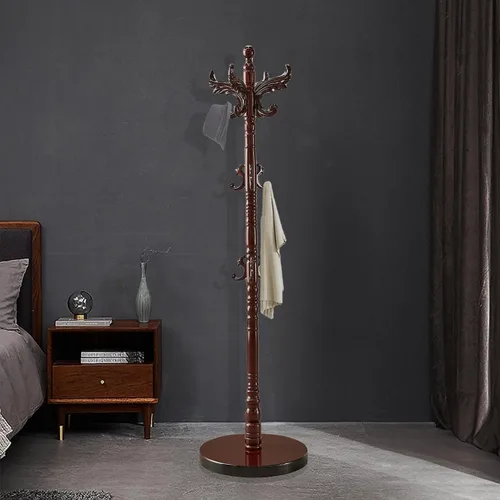 Vista 7 de ZOZOE Perchero clásico de madera, perchero de madera maciza independiente con 14 ganchos, percheros vintage con base redonda resistente, perchero