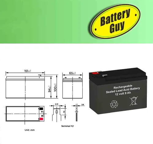 Vista 6 de BatteryGuy Batería recargable de alta velocidad sellada de plomo ácido de 12v 9Ah - (cantidad de 2)