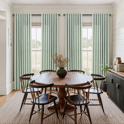 Vista 3 de Jowels Cortinas de lino verde aguamarina con ojales de 84 pulgadas de longitud para sala de estar Semi Sheer Light Filtering Privacy Curtains