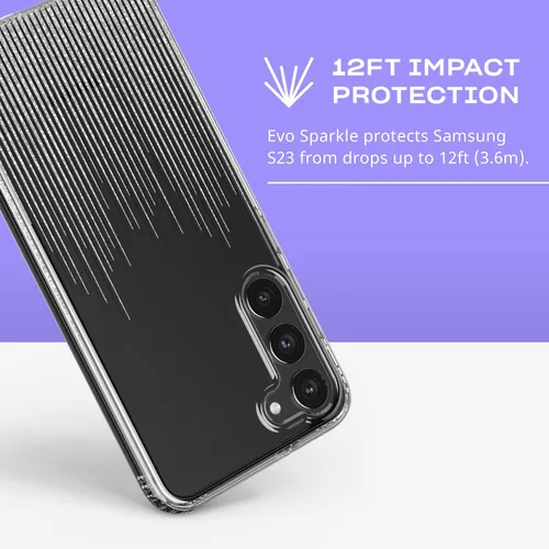 Vista 3 de tech21 Evo Sparkle - Funda para Samsung Galaxy S23 Plus, resistente a la lluvia y a los arañazos con protección contra caídas de 12 pies