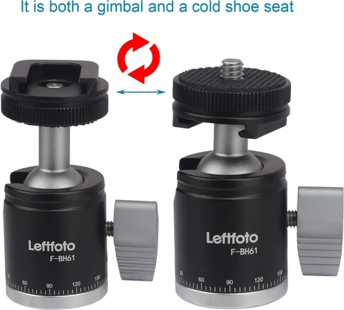 Vista 2 de Adaptador de cabeza de bola mini trípode de 360 grados giratorio Pan 90 ° Tilt con soporte de zapata fría con tornillo de 1/4 "para cámaras réflex
