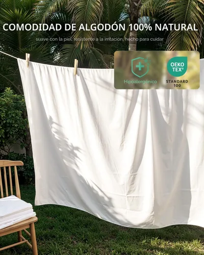 Vista 5 de FAUNNA Funda para colchón con cierre, protector de colchón 100% algodón a prueba de chinches y ácaros, hipoalergénico, protección antibacteriana