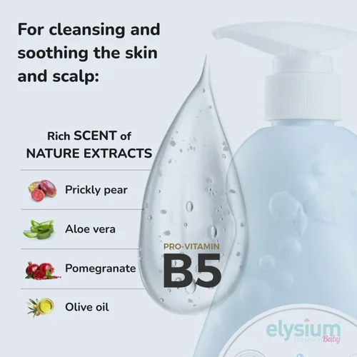 Vista 2 de Champú orgánico para bebés y gel de baño – Sin desgarros, vegano, no tóxico, hipoalergénico con aloe vera y vitamina B5, 13.5 onzas líquidas