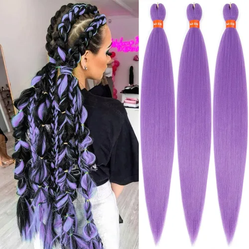 Vista 57 de Cabello trenzado preestirado ombré, extensiones de cabello trenzado sedoso, sin picazón, trenzas de cabello trenzado de ganchillo con textura Yaki