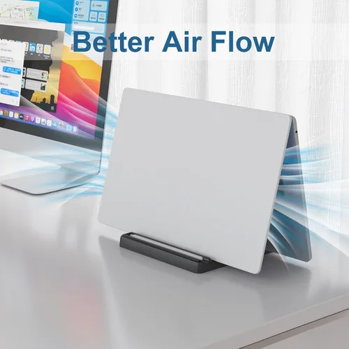 Vista 5 de Soporte vertical para laptop, soporte vertical de plástico ABS ajustable para laptop, ahorro de espacio 4 en 1, compatible con todos los MacBook Pro