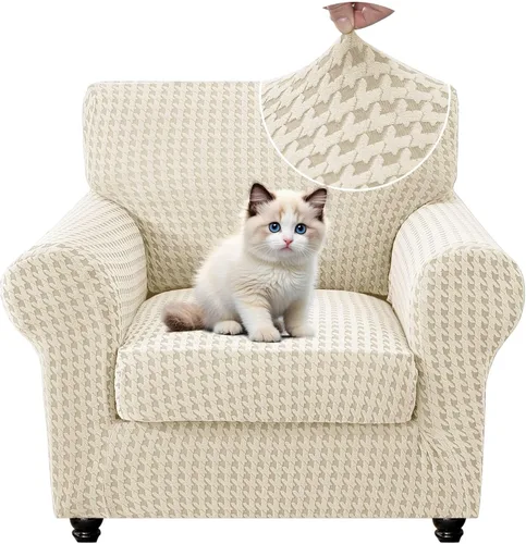 Vista 37 de MAXIJIN 2 fundas elásticas para sillón de sala de estar, fundas gruesas y suaves con brazos para perros, mascotas, protector de sofá individual