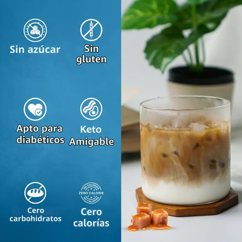 Vista 4 de Jarabe de café sin azúcar Syruvia, jarabe con sabor a caramelo para bebidas, lattes y postres – 25.4 fl oz