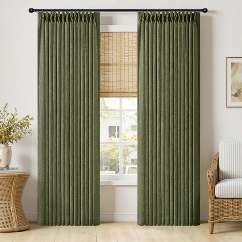 Vista 29 de MIULEE Cortinas de lino gruesas con pinzas plegadas de 96 pulgadas de largo, 2 paneles para sala de estar y dormitorio, cortinas de ventana Natural