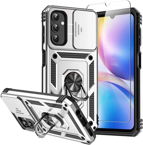 Vista 7 de Funda para Samsung Galaxy A14 5G con protector de pantalla y cubierta para lente de cámara, [grado militar] probada contra caídas de 16 pies, Negro