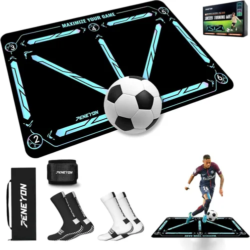 Vista 12 de Soccer Training Equipment,Soccer Training Mat Improve Strength,Agility and Coordination,Anti-Slip Silent Absorption Soccer Footwork Training
