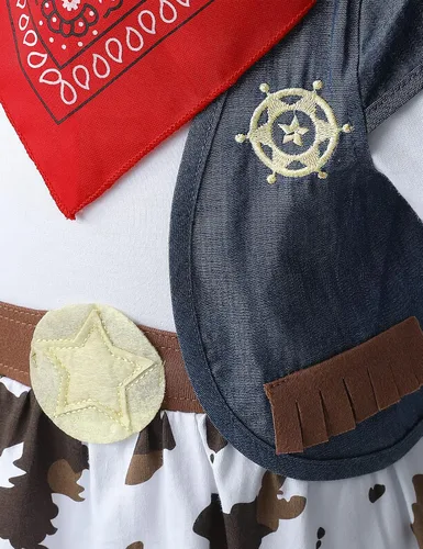 Vista 5 de FENGMAX - Disfraz de vaquera de Halloween para niñas sombrero camisa bufanda chaleco falda