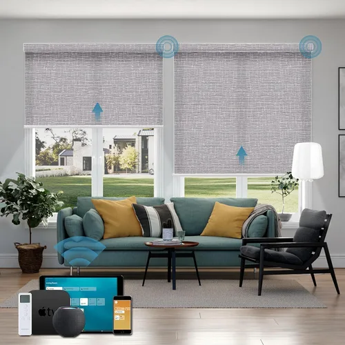 Vista 30 de Cortinas enrollables inteligentes de filtrado de luz motorizadas compatibles con HomeKit, persianas inteligentes para ventanas con 1% de apertura