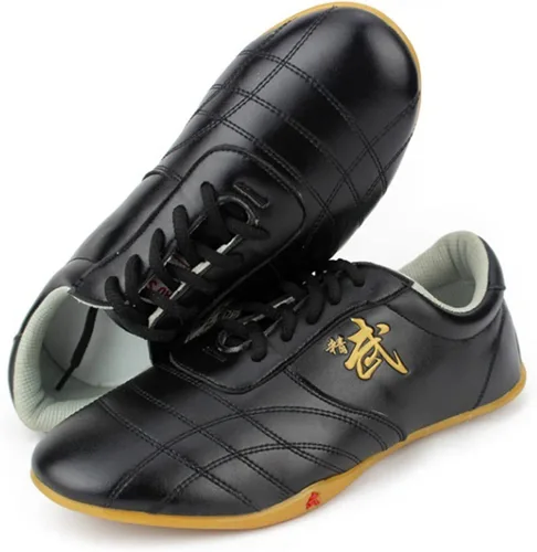 Vista 4 de VEACAM Zapatos de artes marciales de cuero Karate Kung Fu Taichi Trainer para niños y adultos, ligeros Wing Chun Gym Slipper