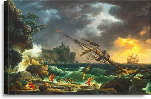 Vista 13 de A&T ARTWORK A Brisk Breeze por Willem van de velde Reproducciones de pintura de velero, impresiones en lienzo giclée para decoración del hogar, 20 x