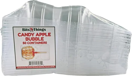 Vista 3 de Paquete de 50 recipientes transparentes de manzana confitada, cajas de embalaje de manzana dulce, manzanas caramelizadas, manzanas dulces