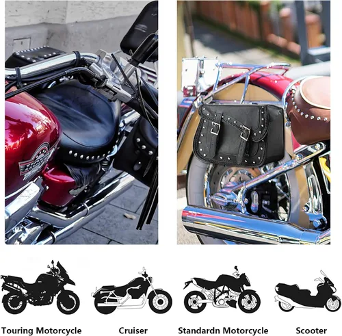 Vista 4 de GARGOYLE BELLS Bolsas de cuero genuino para silla de montar de motocicleta, bolsa de equipaje para softails, deportistas y helicópteros