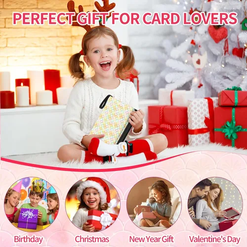 Vista 7 de CLOKORIA Carpeta de Tarjetas para Niñas, Estuche Porta Tarjetas Coleccionables de 440 Tarjetas con 55 Fundas, 4 Bolsillos para Colección de Tarjetas