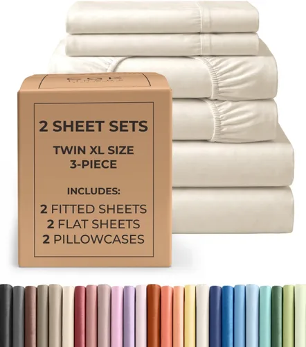 Vista 309 de Pack of 2, Twin Size 3 Piece Sheet Set - Breathable & Cooling - White
