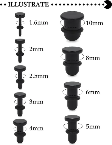 Vista 2 de 14G-00G Solid Acrylic Flat Tops Gauges Stretching Kit Plugs for Ears Gauges with O-Rings Single Flare Gauge Stretching Kit Ear Expander Piercing