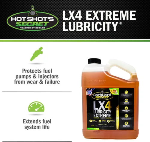 Vista 3 de Hot Shot's Secret LX4 Lubricity Extreme 1 galón, tratamiento de combustible para todos los motores, aditivo de gasolina y diésel, el aditivo