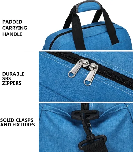 Vista 5 de Bolsa de gimnasio pequeña de 14 pulgadas para mujeres y hombres, mini bolsa de lona para viajes, deportes, bolsa de transporte ligera, color azul