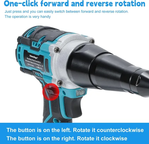 Vista 6 de Heimerdinger Remachadora inalámbrica sin escobillas compatible con batería Makita de 18 V (no incluida), fuerza de tracción de 12000N, para remaches