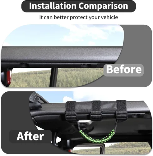 Vista 4 de Asas de agarre para Jeep Wrangler JK JL JT YJ TJ 1992-2023 Accesorios interiores (2 unidades, con patrón de bandera de Estados Unidos, Oxford) Verde