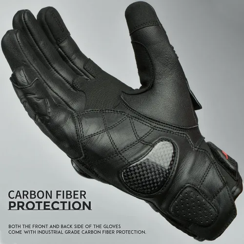 Vista 2 de J.A.G. Guantes de Motocicleta de Piel para Hombre - Protección de Nudillo de Fibra de Carbono, Motocicleta, Deportes Motorizados, Bicicleta