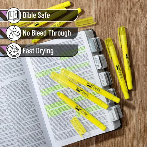 Vista 3 de Mr. Pen - Resaltadores de la Biblia de gel que no se corren, amarillo, paquete de 8 Twist-Up Bible Highlighters No Bleed Through, Fast Drying