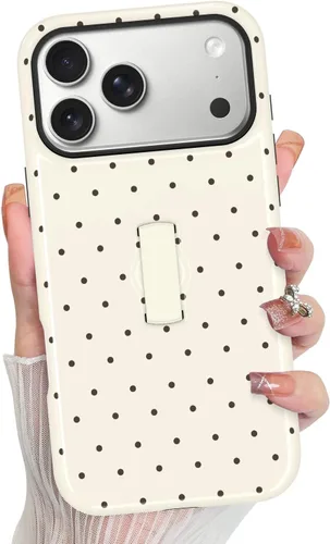 Vista 52 de KANGHAR Compatible con iPhone 17 Pro Case Spot Pattern - Negro Mancha rosada negra